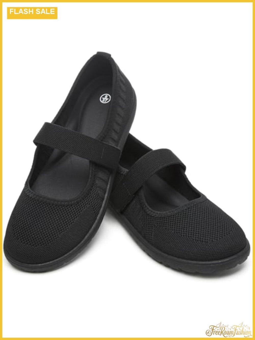 Wide Toe Box Knit Mary Jane Flats Comfortable Dress Shoes Women